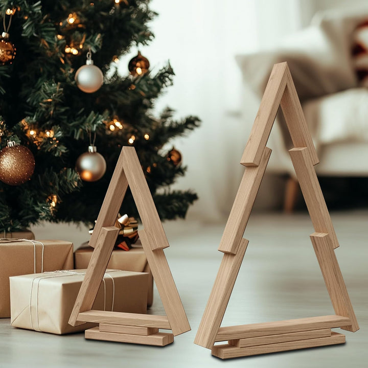 Floranica Weihnachtsbaum aus Holz Elfo Ineinander steckbar Unbehandelt 2er Set Weihnachtsdekoratione