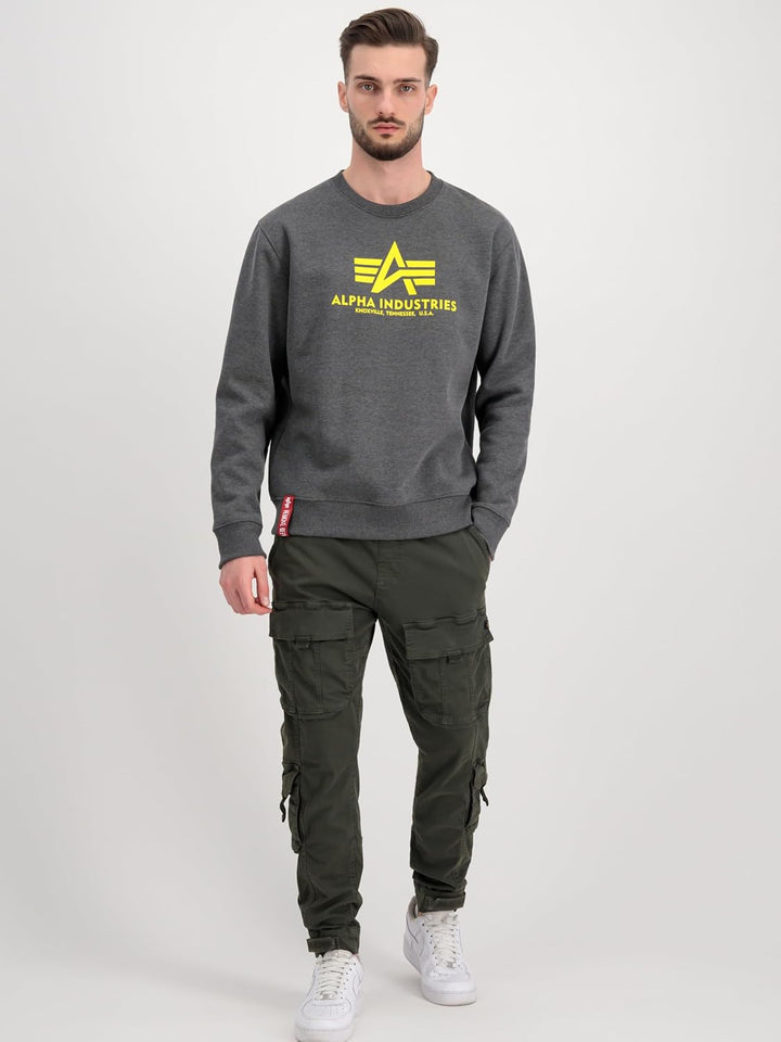 Alpha Industries Herren Basic Sweater Sweatshirt für Herren Sweatshirt (1er Pack) XXS Charcoal Heath