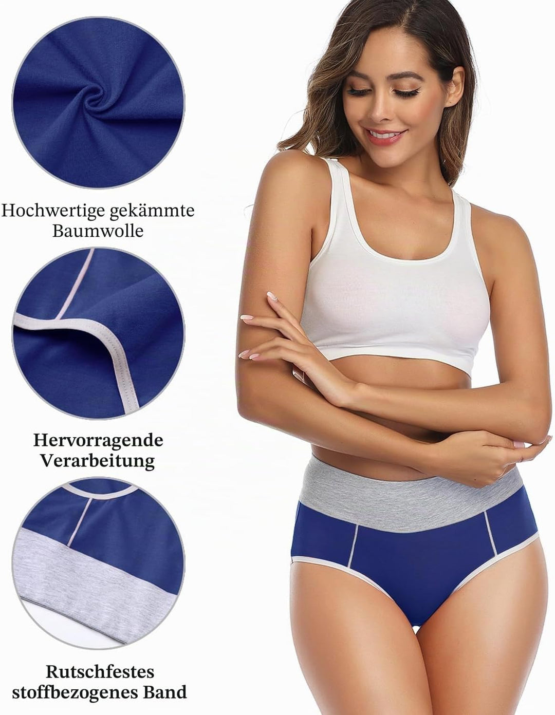 wirarpa Unterhosen Damen Baumwolle Unterwäsche Frauen Taillenslip Hohe Taille Slip 5er Pack XS Mehrf