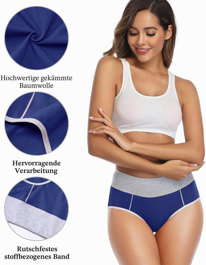 wirarpa Unterhosen Damen Baumwolle Unterwäsche Frauen Taillenslip Hohe Taille Slip 5er Pack XS Mehrf