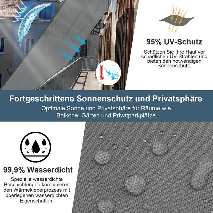 COOL AREA Sonnensegel Wasserdicht Dreieckig 5x5x5m Sonnenschutz UV Schutz Windschutz,Geeignet für Au