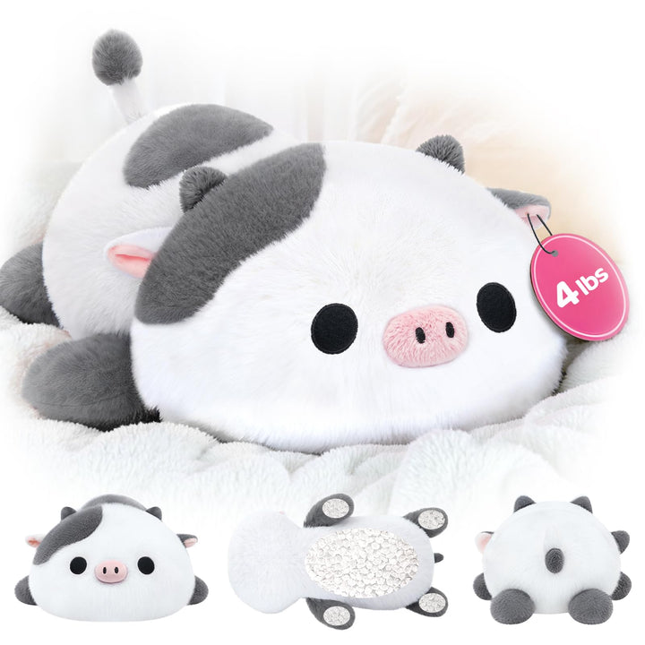 Mewaii Weighted Plüsch Grau Kuh Kuscheltier 58cm,1.8kg (4.0 lbs) Kawaii Plüschtiere für Kinder,Komfo