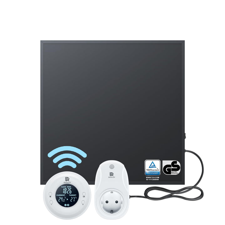 BR Bringer Infrarotheizung 300 Watt - mit Thermostat und Fernbedienung - Infrarot Elektroheizung Ene