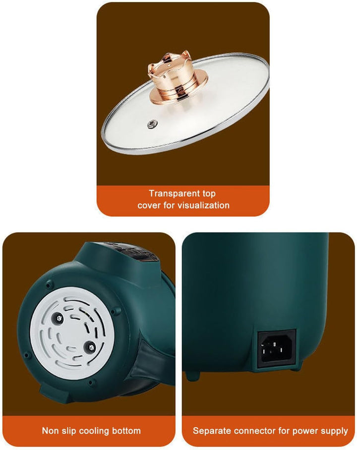 Elektrischer Hot Pot, Tragbarer Kochtopf 1,8 L, 600 W, Nudel-Ramen-Topf mit Timer-Funktion für Zuhau