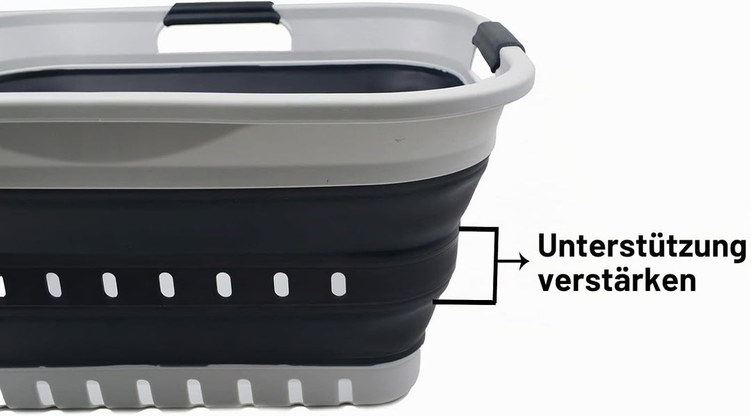 SAMMART Wäschekorb aus Kunststoff, zusammenklappbar, 30 l, mit 3 Griffen, faltbar, Aufbewahrungsbehä