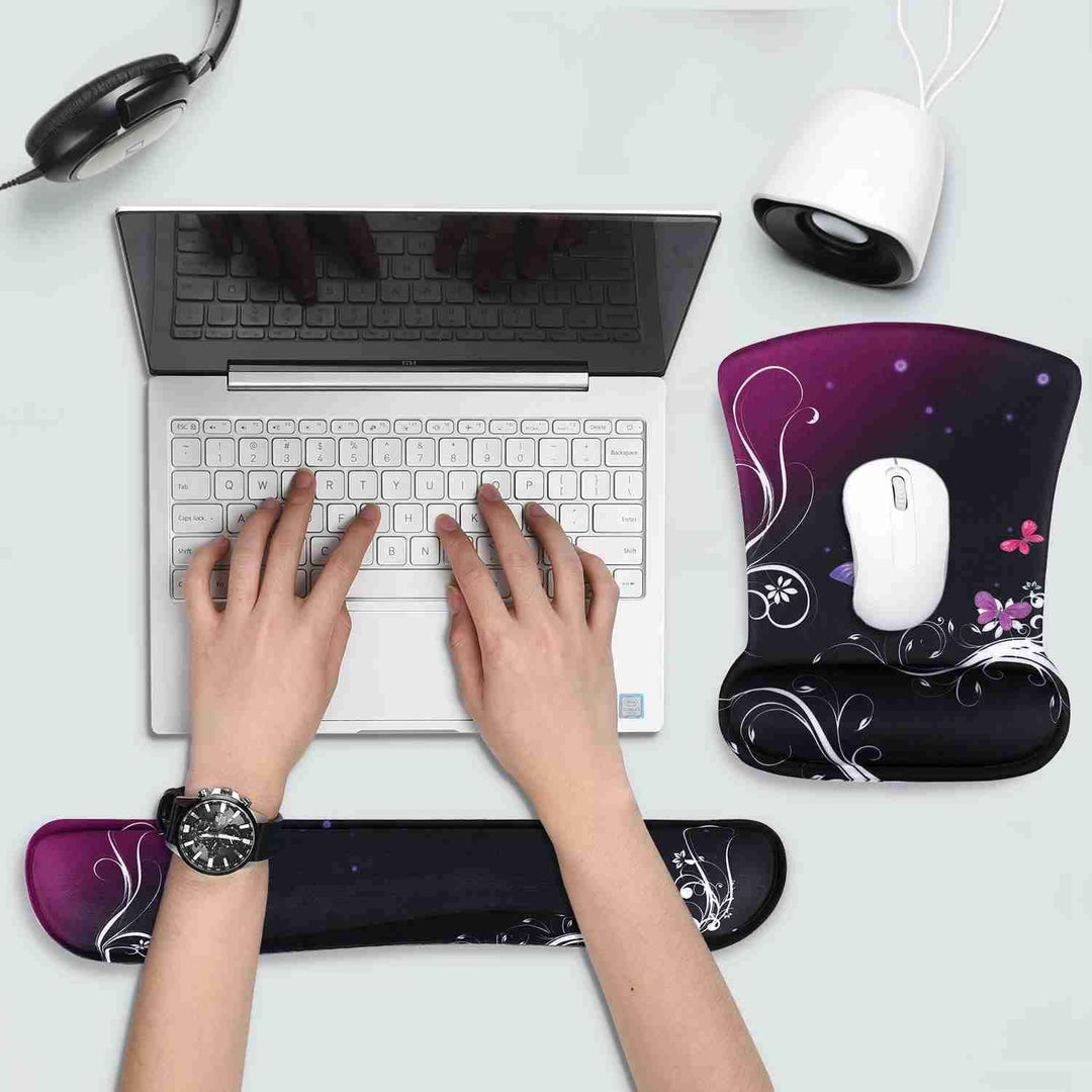 AOKSUNOVA Mauspad mit Handauflage Ergonomische Handgelenkauflage Set für Tastatur Handgelenkstütze M