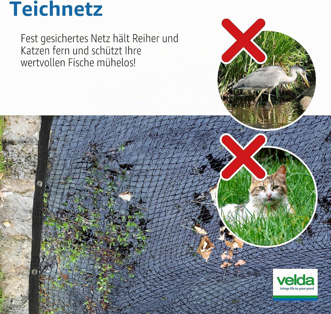 Teichnetz 6x5m schwarz Teichabdeckung Reiherschutz Laubschutznetz Abdecknetz 6 x 5 m, 6 x 5 m