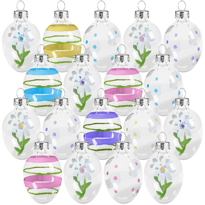 Glas-Osterei-Ornamente zum Aufhängen, Buntglas-Ei, handbemalt, Pastell-Ostereier für Baum, Frühling,