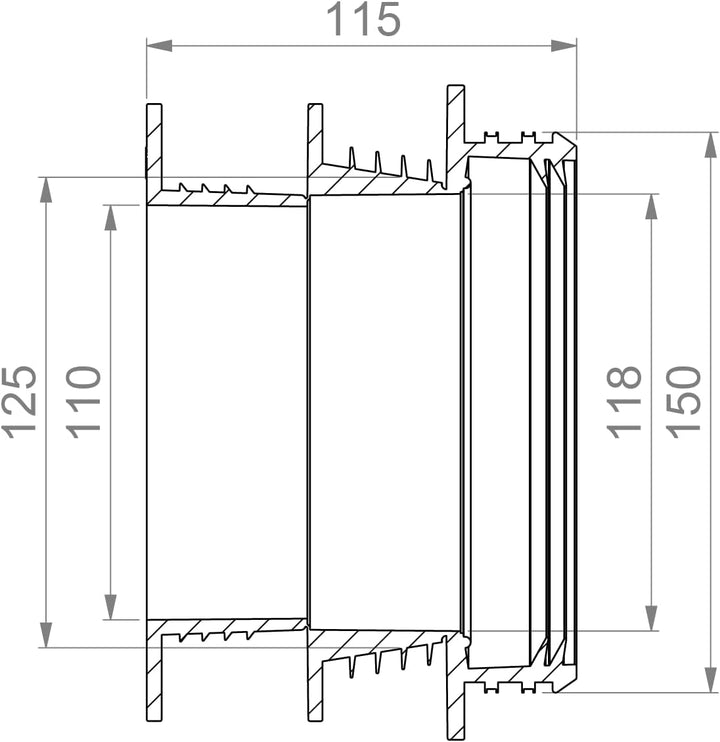 Crassus Kombiadapter CKA, TPE, 1 Stück, 150-125 / 110 mm, CRA10107 150|125 mm auf 125/110 mm, 150|12
