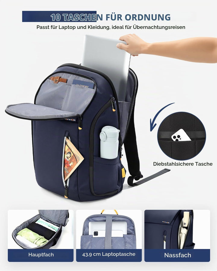 Rucksack Herren, Gross Laptop Rucksack 17 Zoll, Reiserucksack mit Anti Diebstahl Computerfach, Lapto