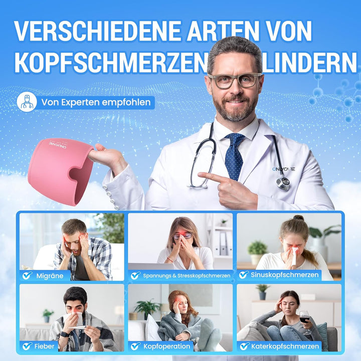 ONLYCARE Mütze Migräne Relief Cap, Headache Relief Hat Kühlmaske Kühlmütze Kopfschmerzen Maske Kühlh