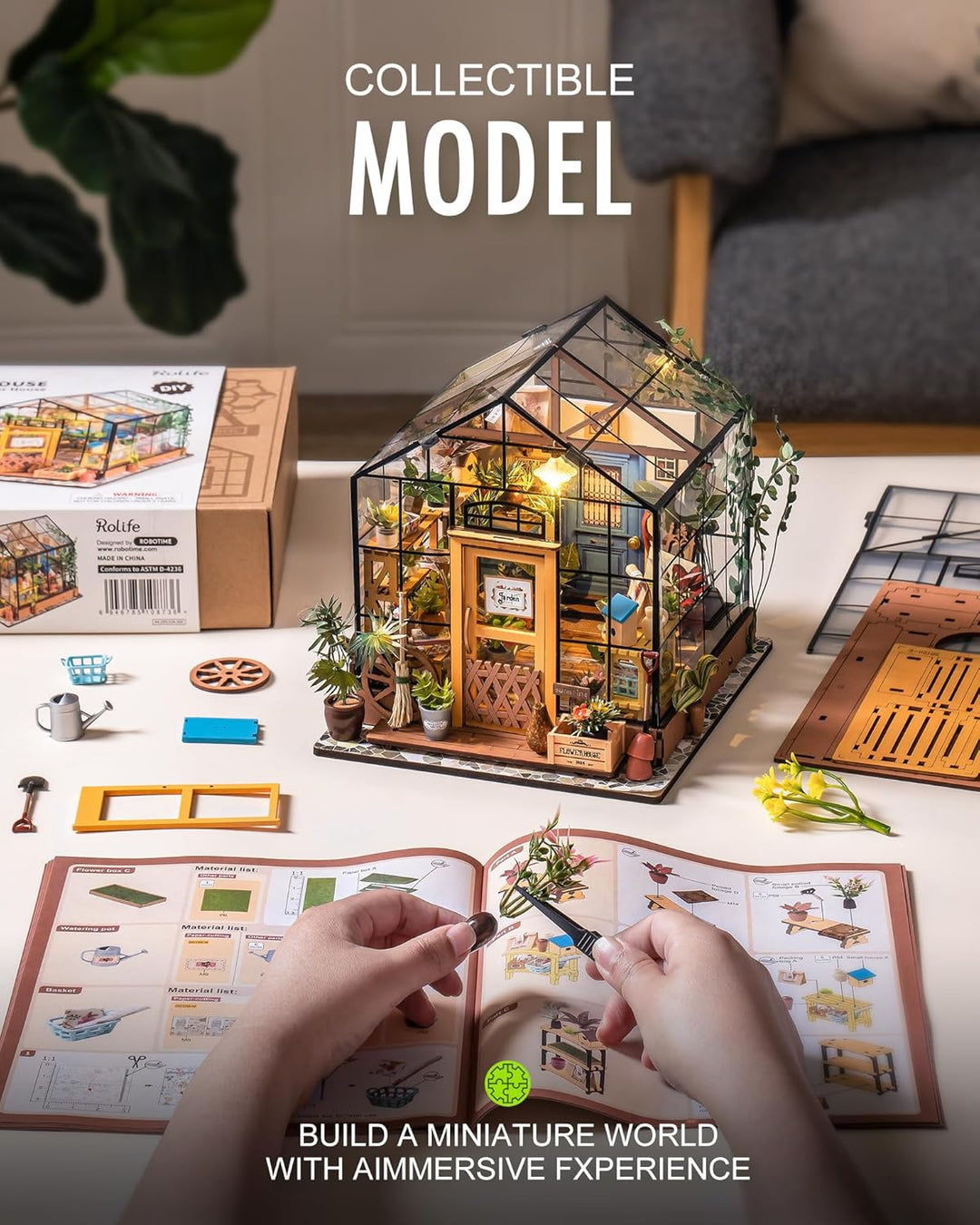 Rolife DIY Miniatur Haus Kits für Erwachsene Gewächshaus Puppenhaus Handwerk Kits für Erwachsene Mod
