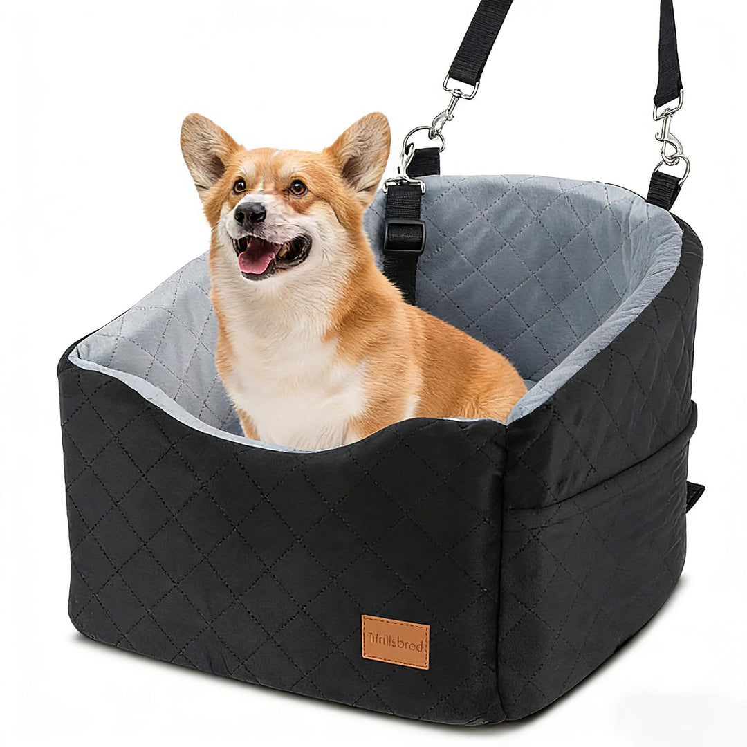 Hundekarzsitz für mittelgrosse Hunde unter 13,6 kg, bequemer Welpenkarzsitz mit 2 klipsbaren Sicherh