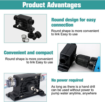 2 Stück Bohrmaschinenpumpe, Akkuschrauber Pumpe, Hohe Durchflussmenge Pumpe Bohrmaschine, mit Hafen