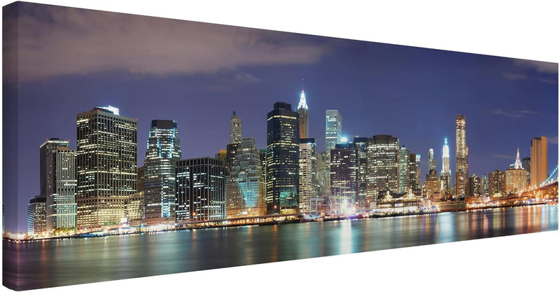 Bilderwelten Leinwandbild - Manhattan in New York City - Panorama Quer, 30cm x 90cm, 30cm x 90cm