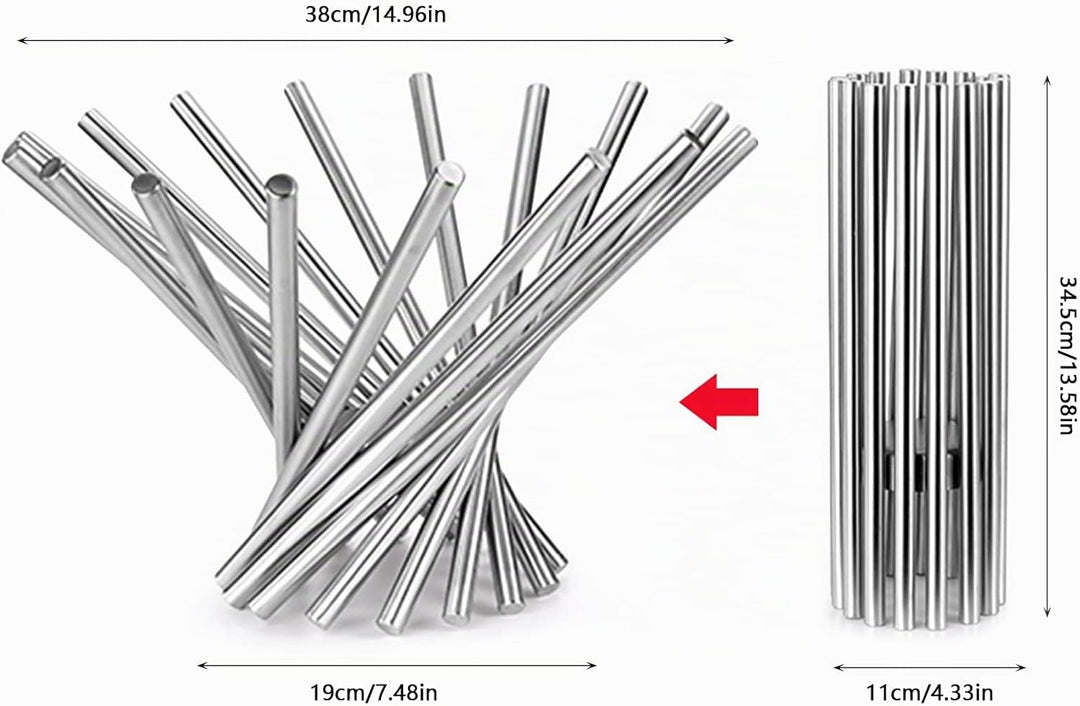 Früchtekorb Edelstahl Modern, Früchtekorb Basket Silber Faltbarer Dekorative Obstkorb Stehend, Campi