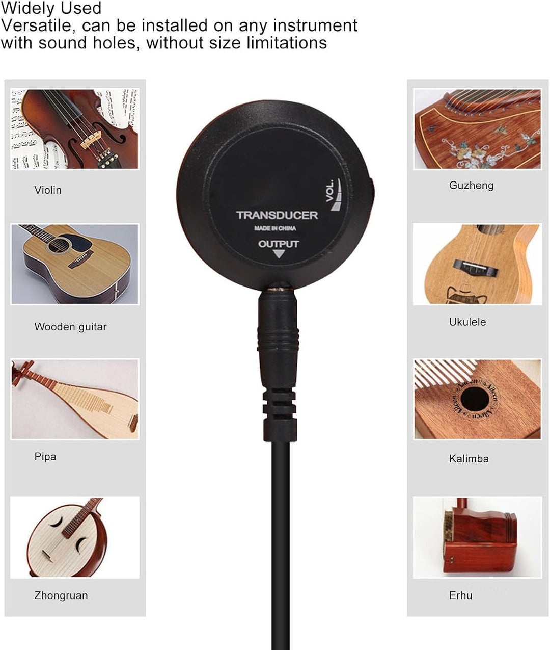 Mini-Piezo-Tonabnehmer, Mikrofon-Wandler-Tonabnehmer, Selbstklebender Piezo-Tonabnehmer für Akustikg