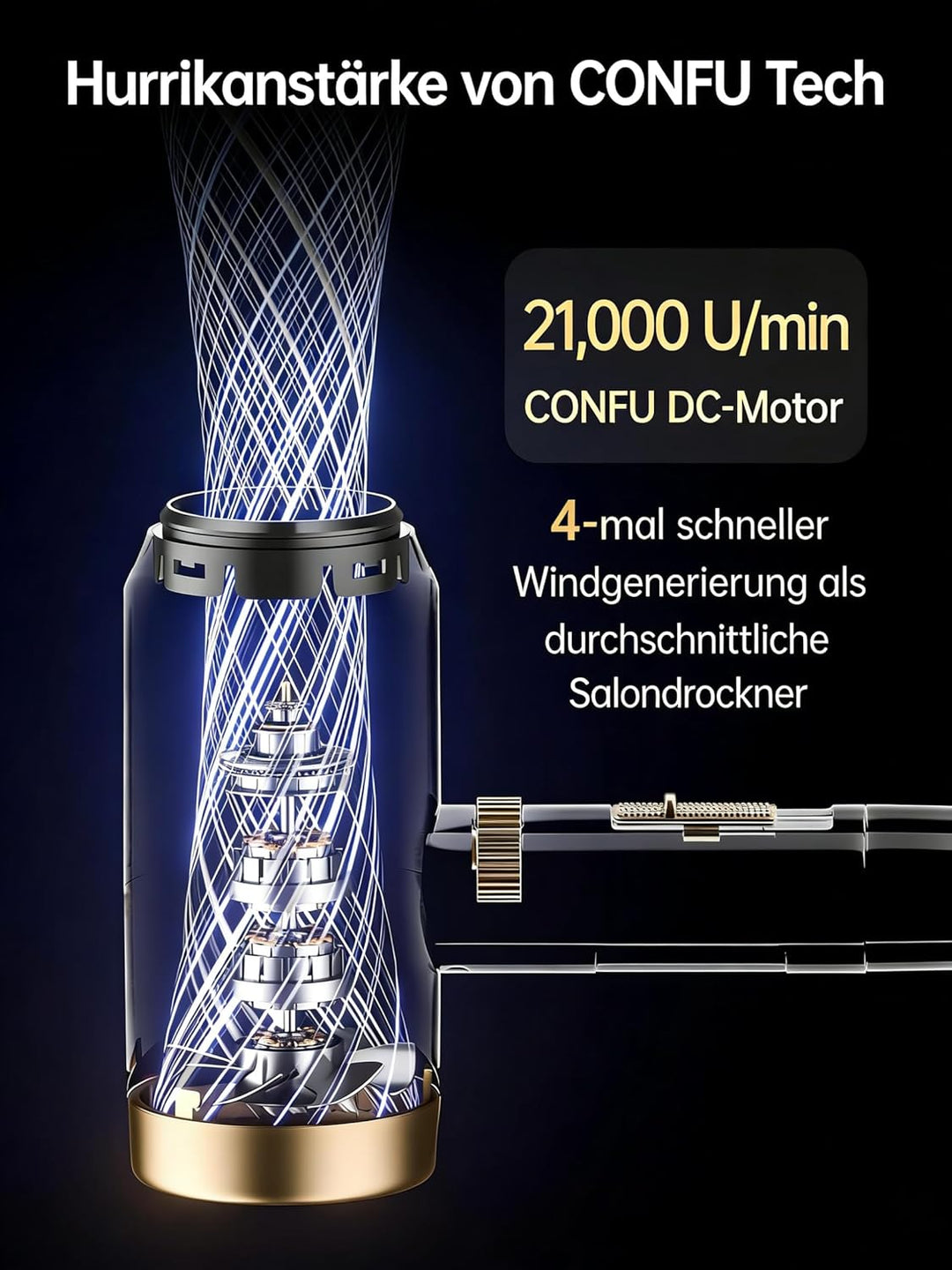 Föhn Ionen Haartrockner, Schnell trocknender Haartrockner 1800W Föhn mit Diffusor 3 Temperaturen & U
