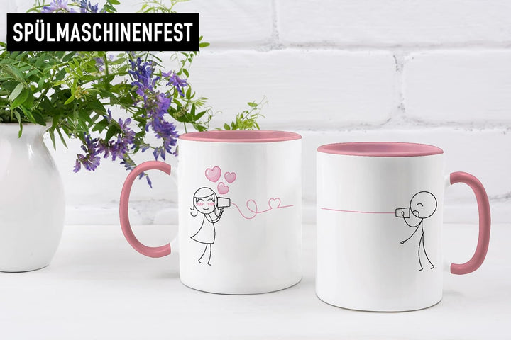 Trendation - Fernbeziehung Geschenk Tassen Set Partner Liebe Geschenk für Freundin Freund Liebesgest