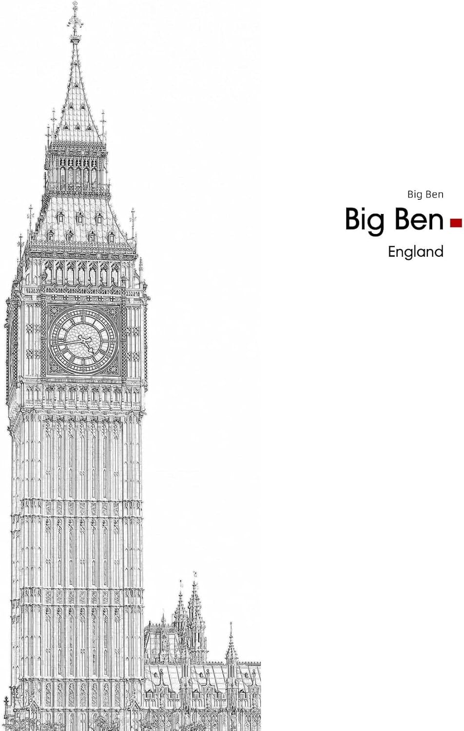 WANGE Architektonisches Modell zum Bauen mit Bauklötzen. Elizabeth Tower, London Elizabeth Tower - L