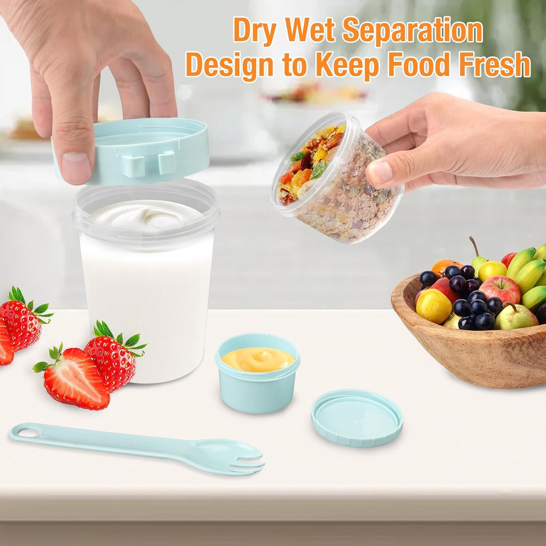 6 Stück Müslibecher to Go mit Löffel, 800ml Jogurtbecher für Unterwegs Overnight Oats Gläser, Bpa-Fr