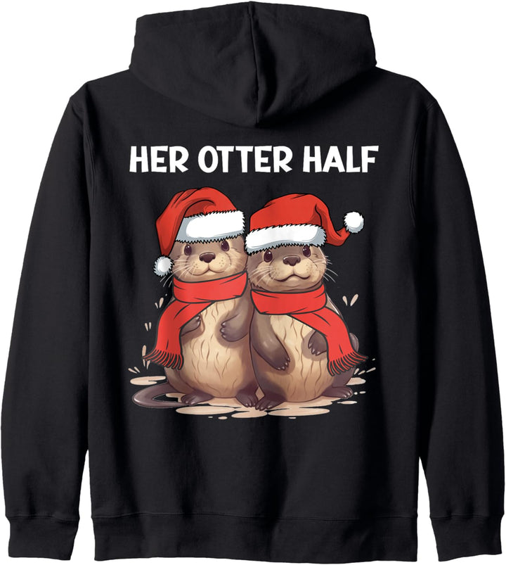 Her Otter Half Wortspiel Niedlich Passende Paar Weihnachten Kapuzenjacke