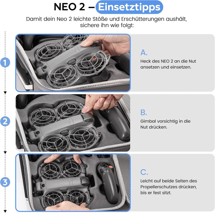 STARTRC Tasche für Neo 2 und Goggles N3 Zubehör, Tragbar PU Tragetasche für DJI Neo 2 Motion Fly Mor