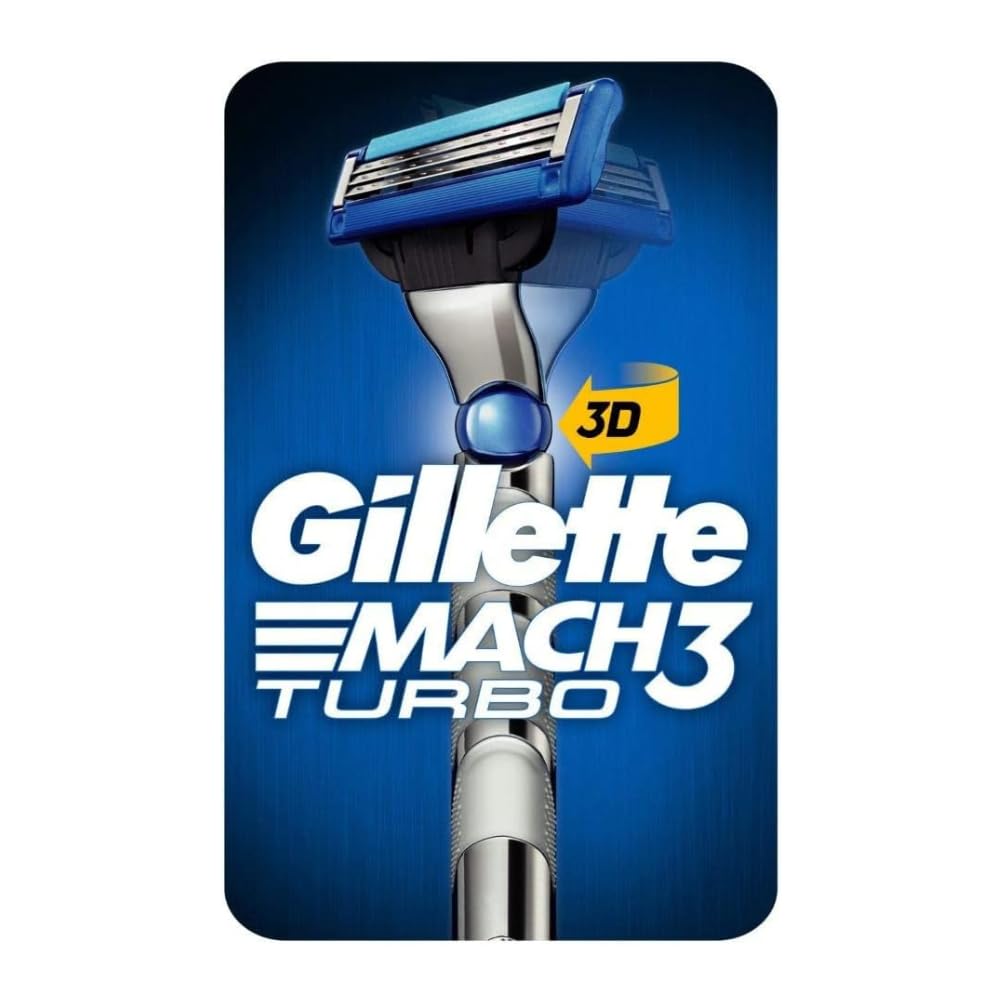 Gillette Mach3 Turbo 3D Rasierer Herren mit verbesserten Feuchtigkeitsstreifen, Rasierer + 1 Rasierk