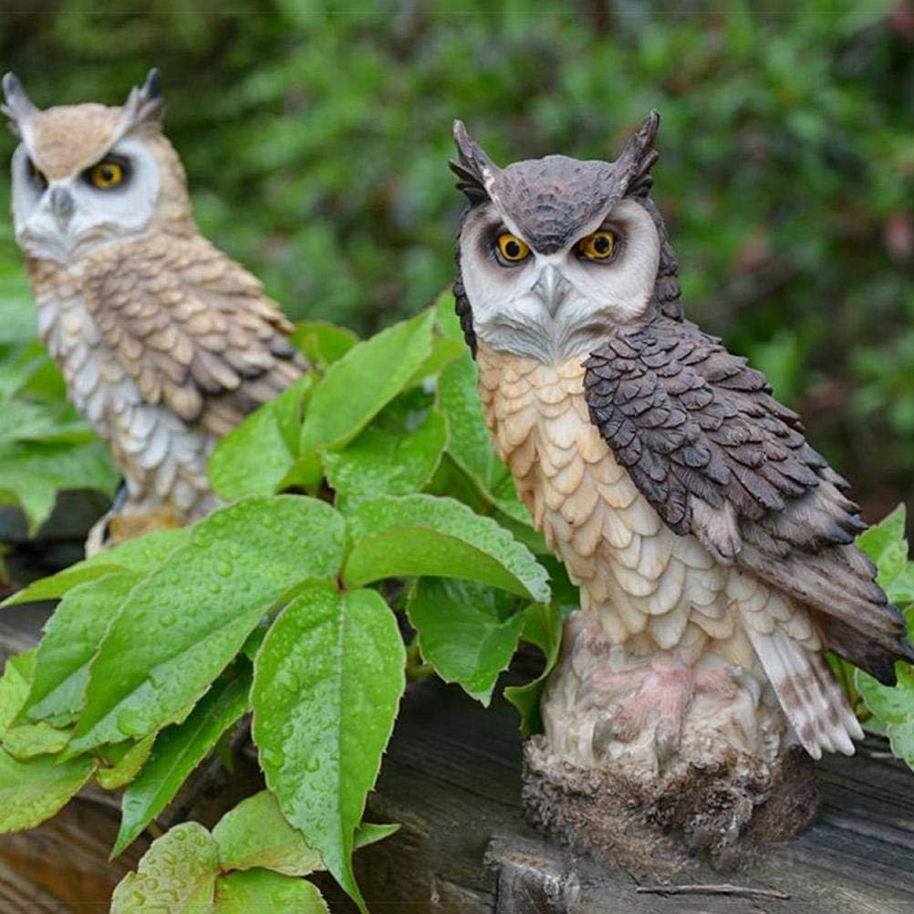 Ysoom Eule Ornamente Dekofigur Eule Greifvogel Gartenfigur Tierfigur Gartendeko Vogeldeko Harz Tierh