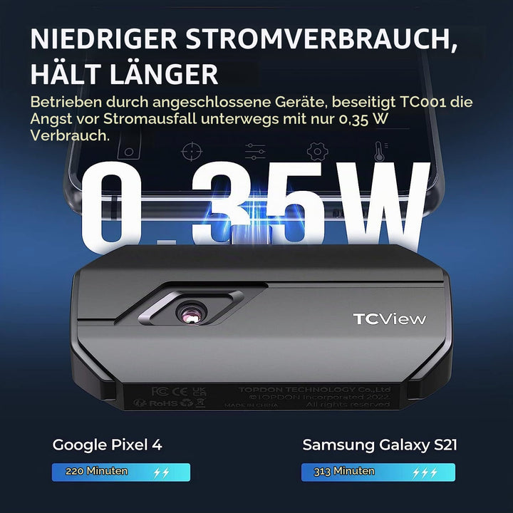 TOPDON Wärmebildkamera für Android TC001[Nur Android/Grau], 256 x 192 thermische Auflösung, Super IR