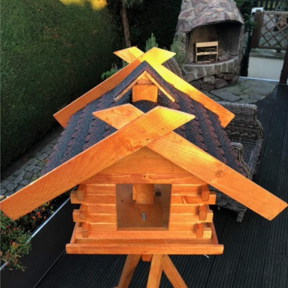 Rechteckiges Vogelhaus M - XL wetterfest aus Holz Vogel Futterstelle Haus mit und ohne Ständer (Grös