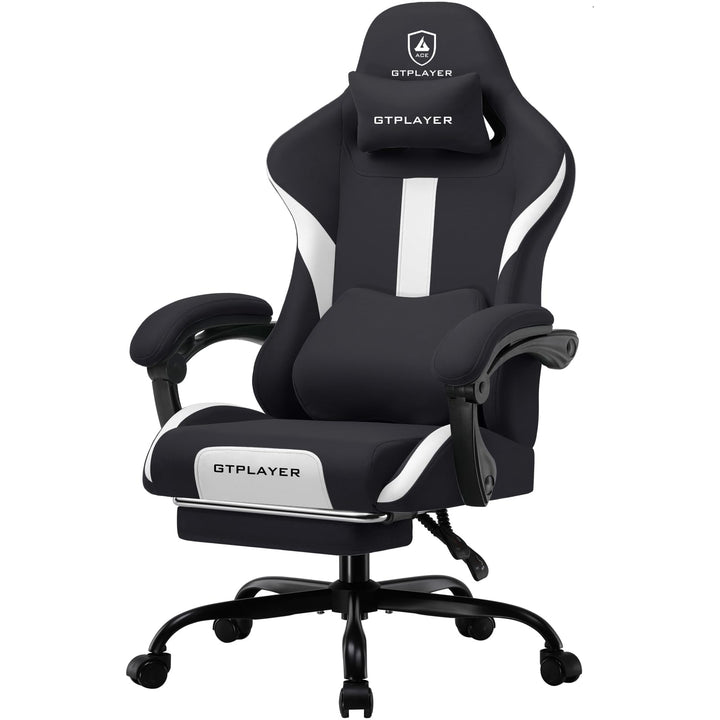 GTPLAYER Gaming Stuhl Bürostuhl Ergonomisch Gaming Sessel mit Kopfstütze und Cloud-Lendenkissen, Gep