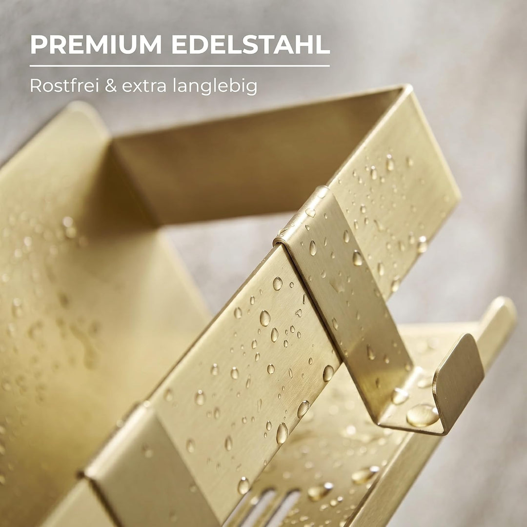 DEKAZIA® Duschablage Gold Wandregal Gold Duschregal ohne Bohren Gold Badezimmer Ablage Gold Dusche B