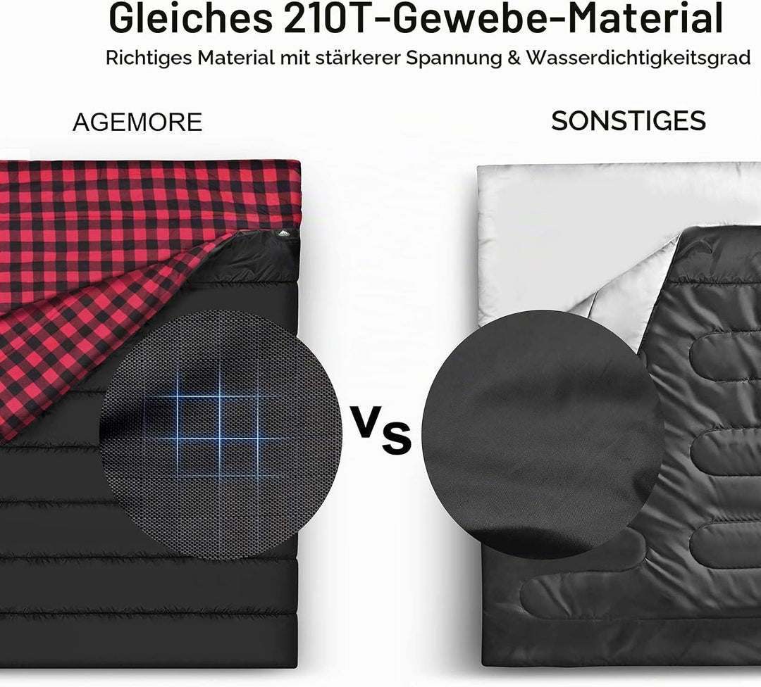 Baumwollflanell-Doppelschlafsack für Camping, Wandern oder Wandern. Queen Size 2 Person wasserdichte