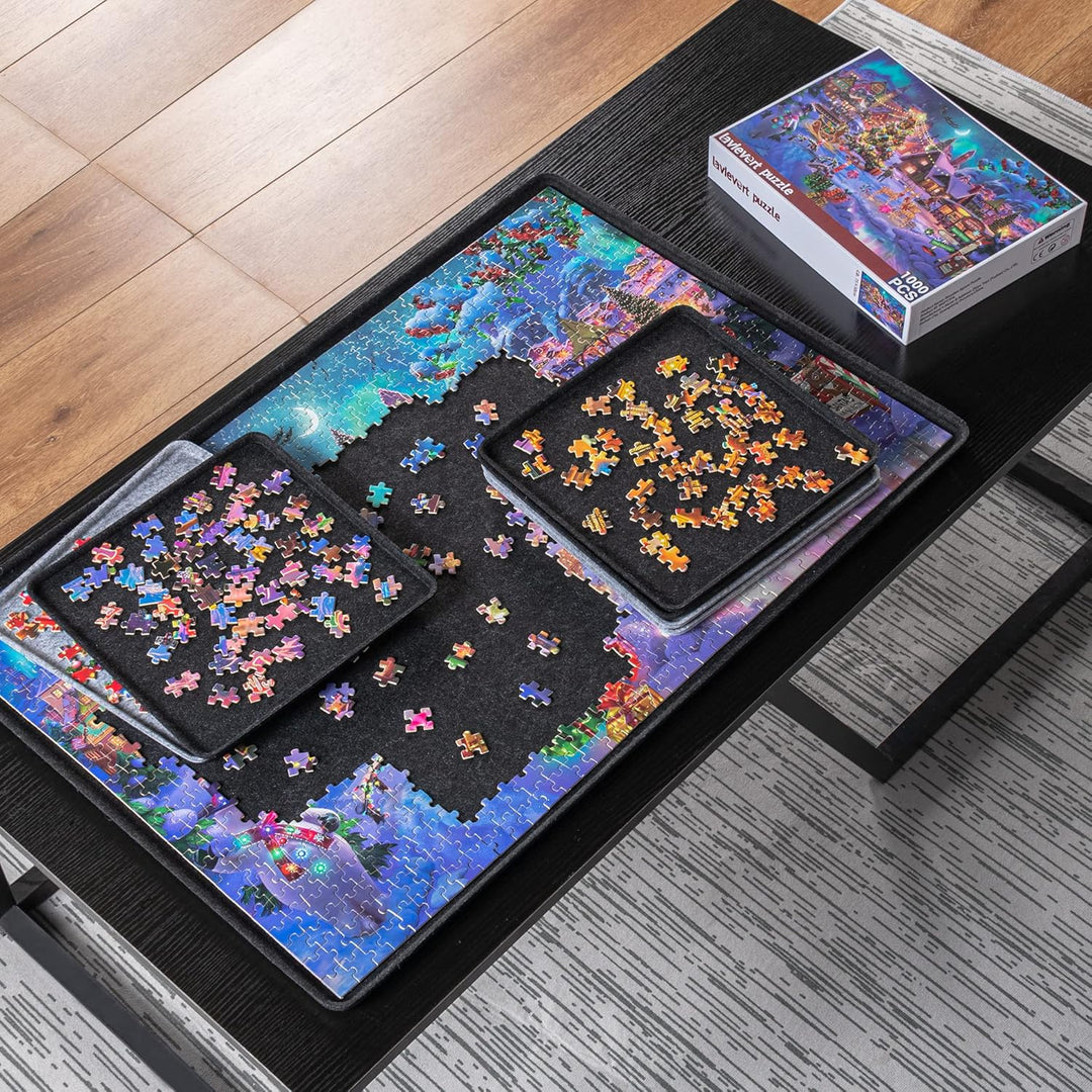 Lavievert Jigsaw Puzzle Brett zur Puzzle Aufbewahrung mit 6 Sortierfächern für bis zu 1000 Teile – S