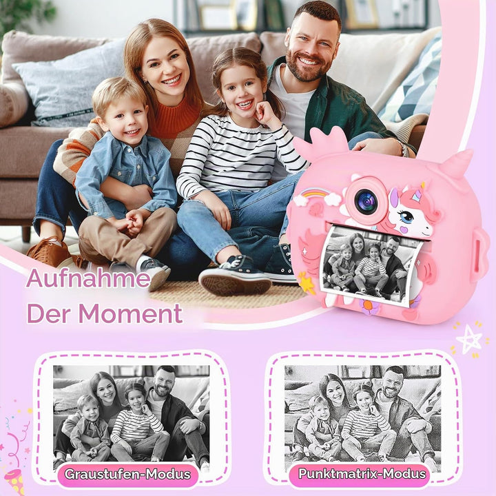 Sofortbildkamera, 2,4 Zoll (6,1 cm) Display, Digitalkamera für Kinder, Videokamera mit Druckpapier u