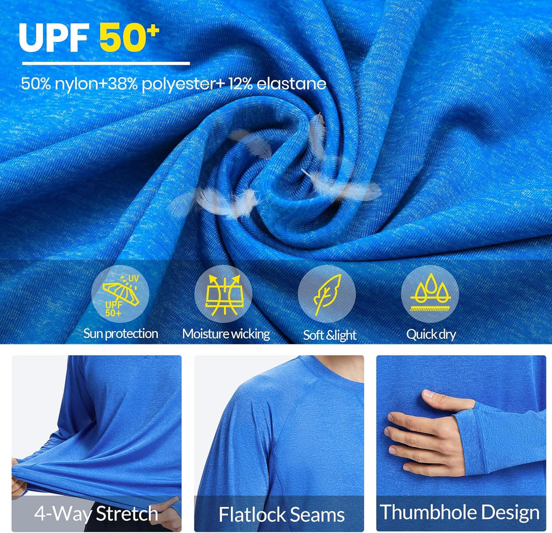 MEETWEE UV-Shirt für Herren, lang/kurze Ärmel, UPF 50+, Rashguard, UV-Schutz, atmungsaktiv, schnell