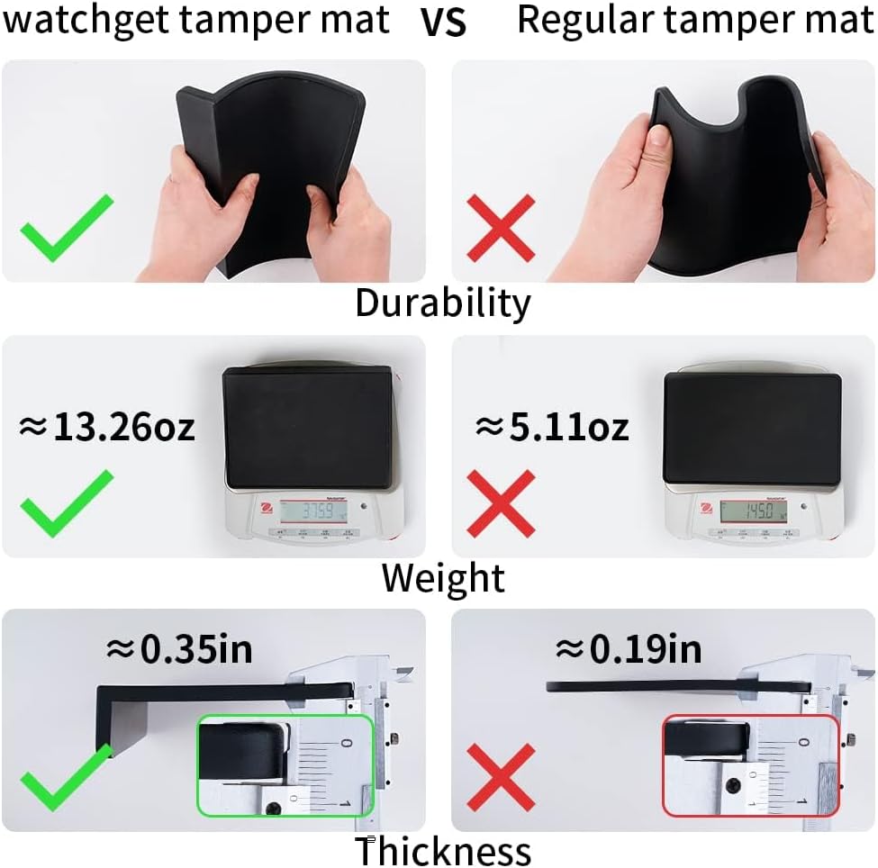 watchget Espresso-Tamping-Matte, Kaffee-Tamper-Matte, schwarzes Silikon, lebensmittelechtes Pad, 20,