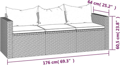 Festnight 3-TLG Loungemöbel Set, Gartenlounge Set, Garten Lounge Set Polyrattan Loungemöbel Balkon m