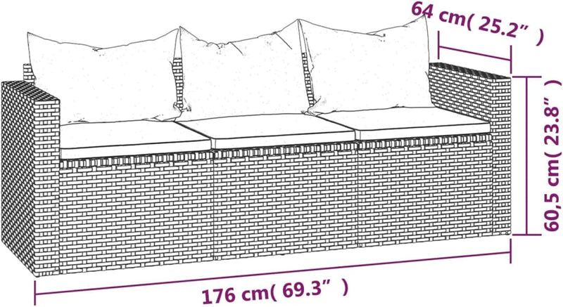 Festnight 3-TLG Loungemöbel Set, Gartenlounge Set, Garten Lounge Set Polyrattan Loungemöbel Balkon m