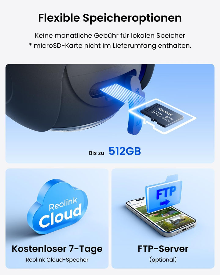 Reolink 4G LTE Kamera Solar Outdoor Akku, Automatische Verfolgung, 360° PT Überwachungskamera mit SI