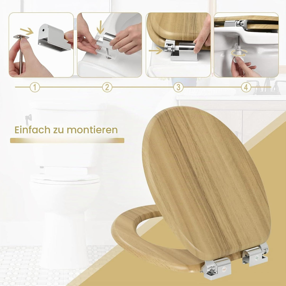 eSituro WC Sitz mit Absenkautomatik,Antibakterieller Stabile Toilettendeckel für Badinstallationen,M