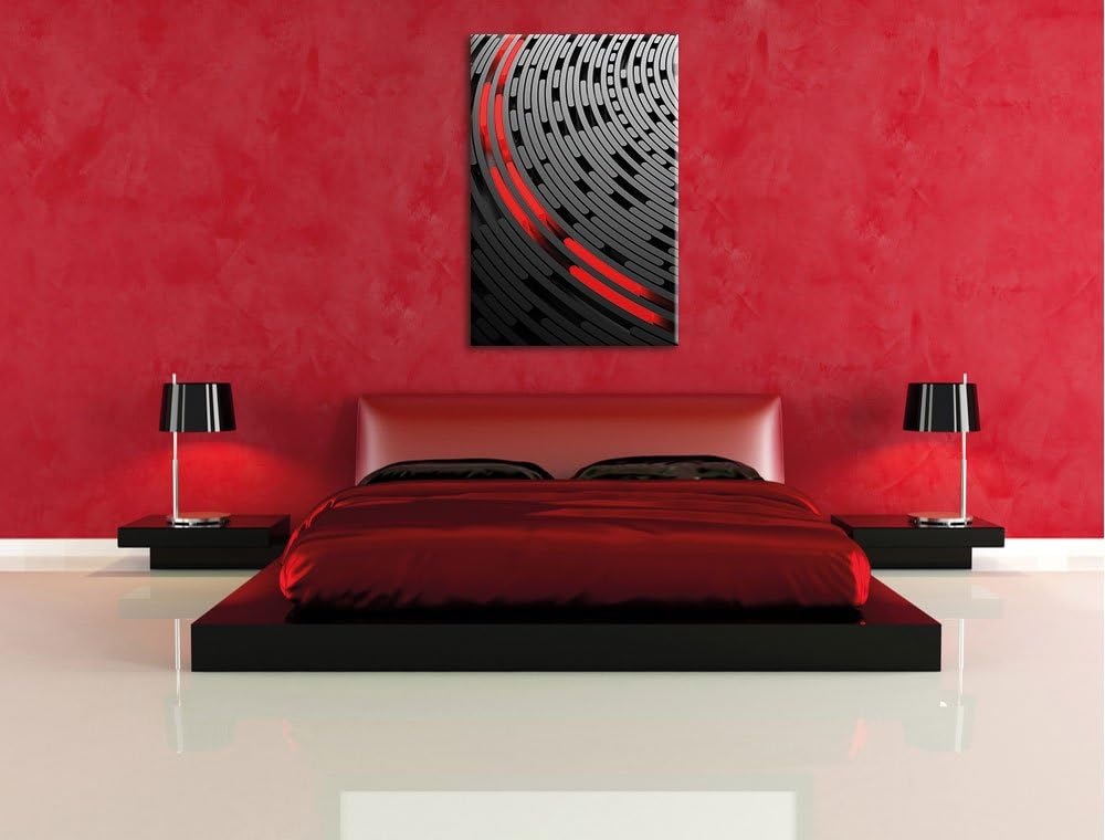 Pixxprint DJ Platte Abstrakte Kunst schwarz/weiss als Leinwandbild/Grösse: 120x80 cm/Wandbild/Kunstd