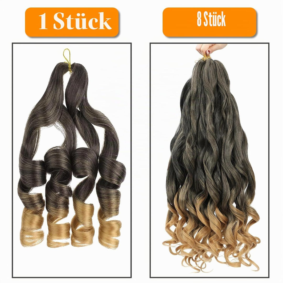 Curly Braiding Hair 8 packs 24 Inch French Curly Braiding Hair 1B/27 Bouncy Braiding Hair Extensions