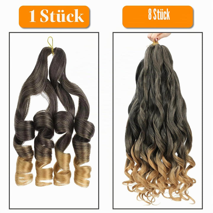 Curly Braiding Hair 8 packs 24 Inch French Curly Braiding Hair 1B/27 Bouncy Braiding Hair Extensions