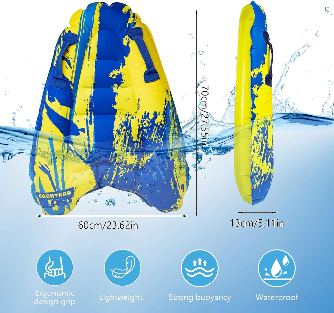 Bocguy Bodyboard Aufblasbar, 75 x 65 x 15 cm Surfbrett Aufblasbar, Schwimmbrett Aufblasbare, Faltbar