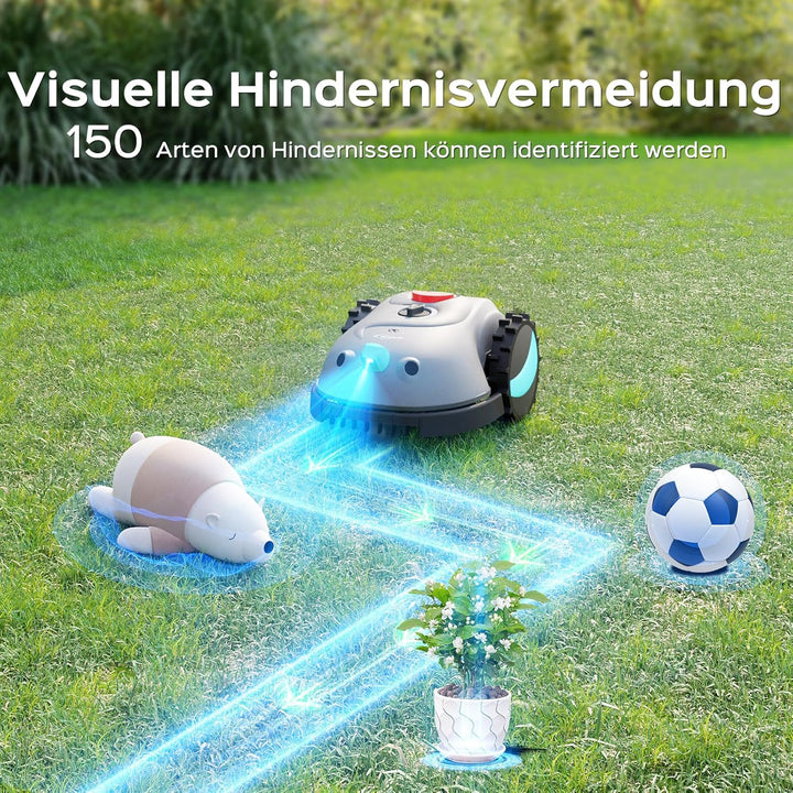 V100 Mähroboter ohne Begrenzungskabel, mit Vision-Navigation, Hindernisvermeidung(150 Arten), 4,0 Ah