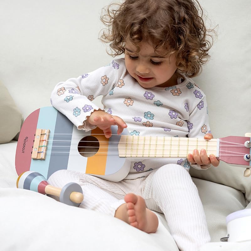 Kindsgut Musikinstrumenten-Set mit Gitarre Rasseln und Tamburin, umweltfreundliches Material, frei v