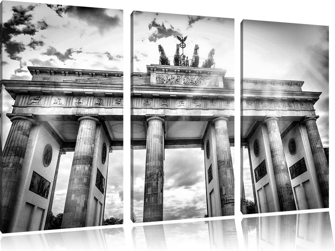 Pixxprint Brandenburger Tor Berlin als Leinwandbild/Grösse: 3 Teilig (120x80) cm/Wandbild/Kunstdruck