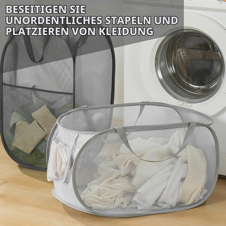 Pop-Up Wäschekorb, 3 Stück Faltbar 36 * 36 * 58cm, Klappbar Mit Henkel, Tragbar Aus Mesh, Für Badezi